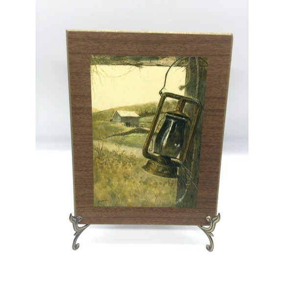 9” Vintage oil friends wall art ad wood oil lantern reflections Rudy nappi - Picture 1 of 7